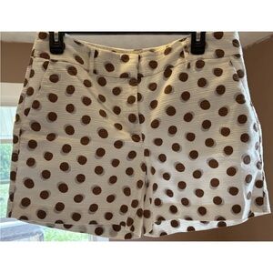 Ann Taylor Factory White and Brown Polka Dot High Waist Shorts